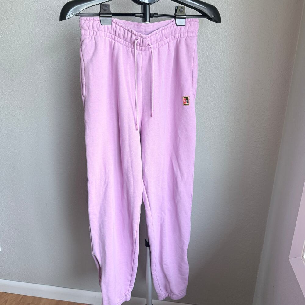 Nike Womens Pink Heritage Terry Knit Tennis Jogger Sweatpant Baggy Cotton Small